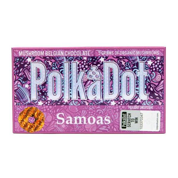 Buy Polkadot Samoas Chocolate Bar online. Enjoy rich Belgian chocolate with caramel and toasted coconut. A decadent treat with tropical flavors.