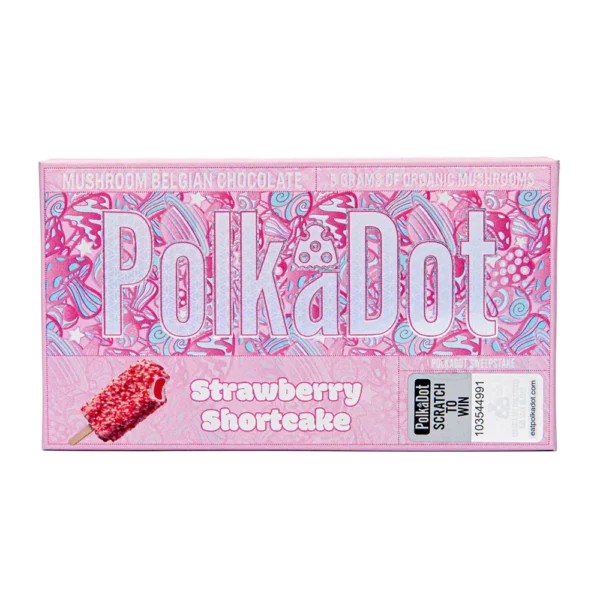 Polkadot Strawberry Shortcake Chocolate Bar is a delightful blend of rich chocolate and fresh strawberries, crafted to perfection for an unforgettable.