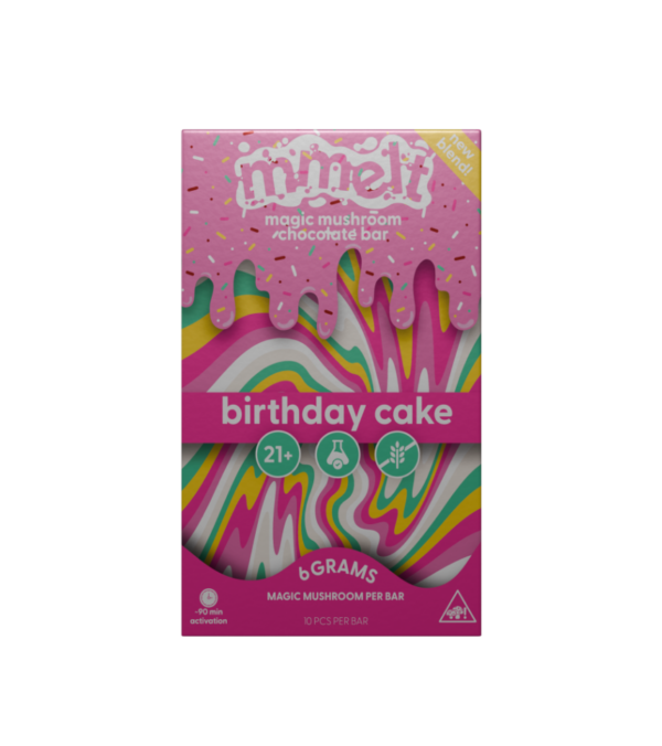 Enjoy a psychedelic celebration with the MMELT 6G Magic Mushroom Birthday Cake. Just click "Order Now" and experience with our premium treats.